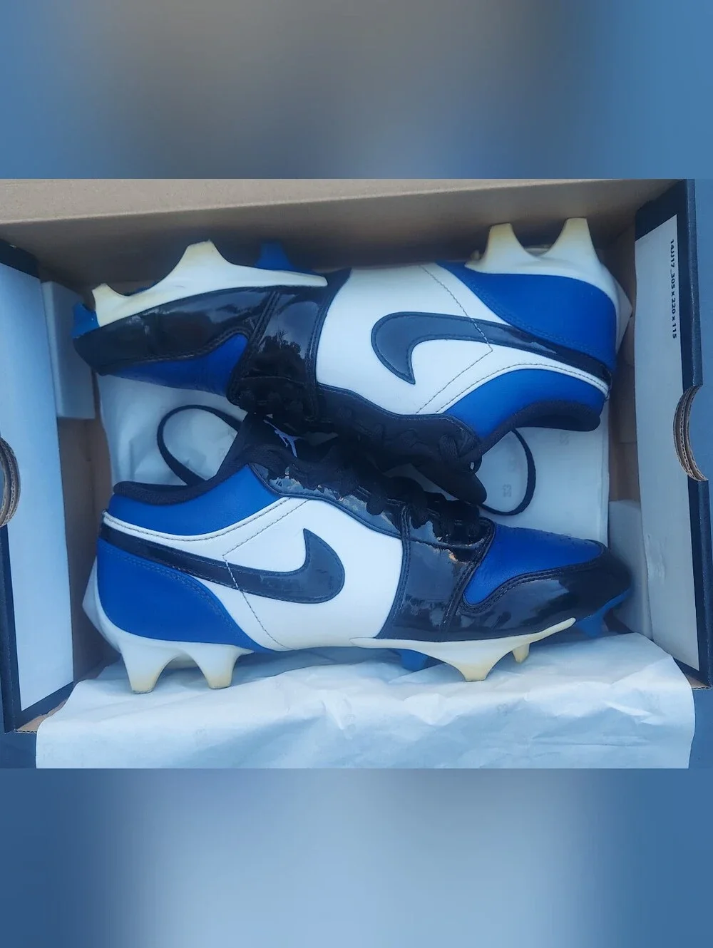 Air Jordan 1 Low TD Men’s Athletic Cleats in Blue, Black & White
